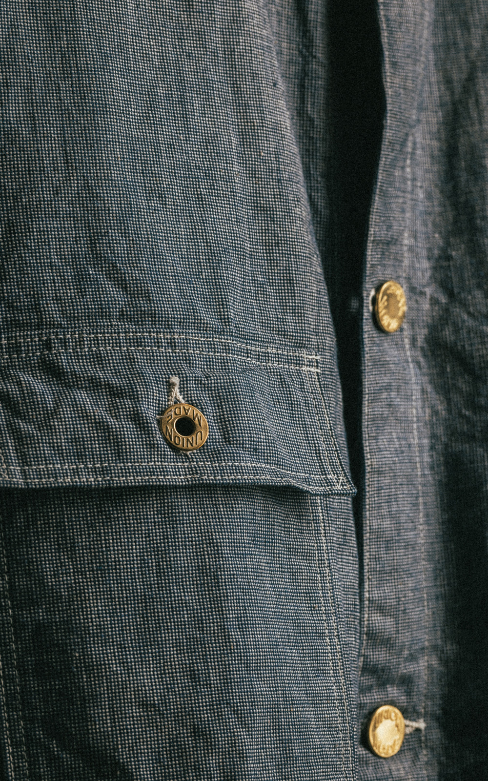Lot 2171　1910’S CHANGE BUTTON COVERALL Warehouse & Co. Lot 2195 Selvedge Pincheck Change Button