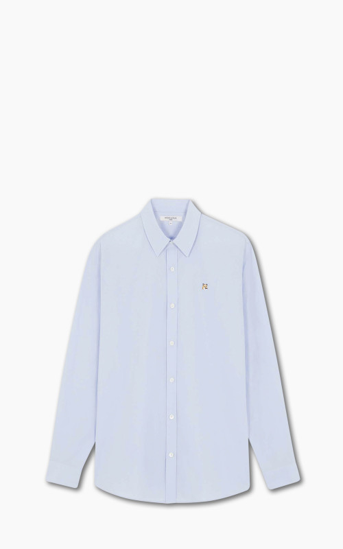 Maison Kitsuné Fox Head Embroidery Classic Shirt Light Blue