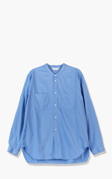 Still By Hand Garment Dyed Band Collar Shirt Blue SH03221OS-Blue