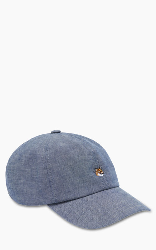 Maison Kitsuné Small Fox Head Embroidery 6 Panel Cap Indigo