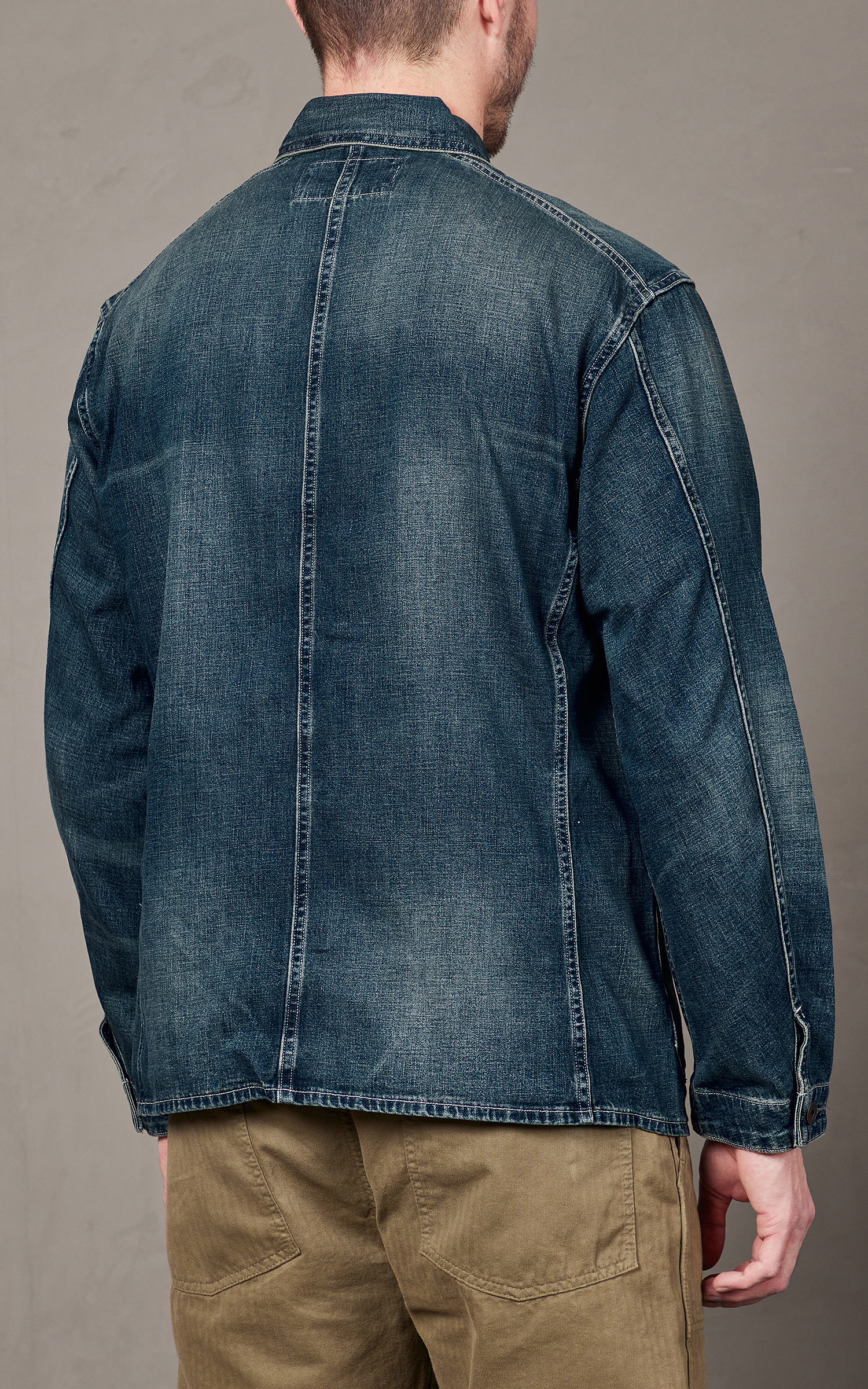 RRL Engineer Denim Jacket Cotton-Linen Torrington Wash | Cultizm