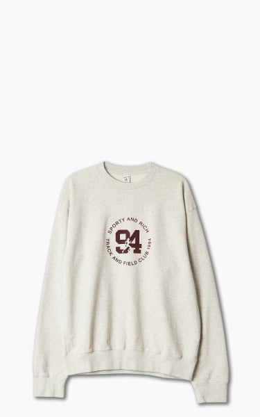 Sporty &amp; Rich 94 Track &amp; Field Flocked Crewneck Heather Oatmeal