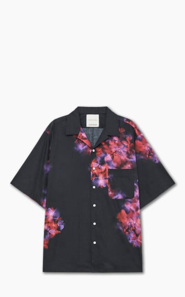 Markaware Flower Printed Open Collar Shirt S/S Black
