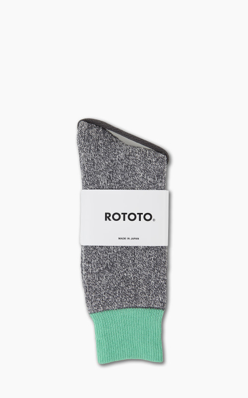 RoToTo R1034 Double Face Silk Cotton Crew Socks Mint/Grey
