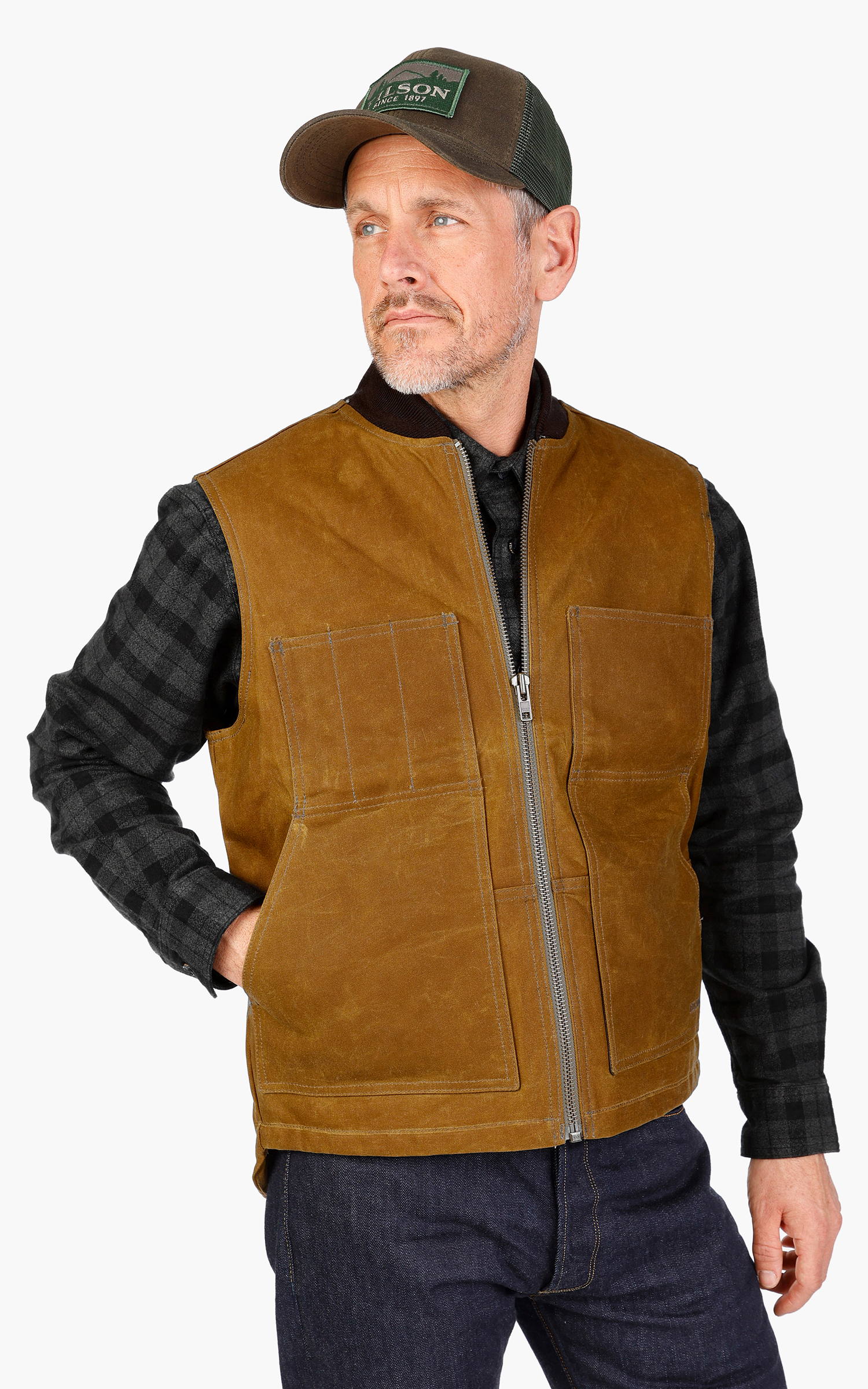 Filson Tin Cloth Insulated Work Vest Dark Tan | Cultizm