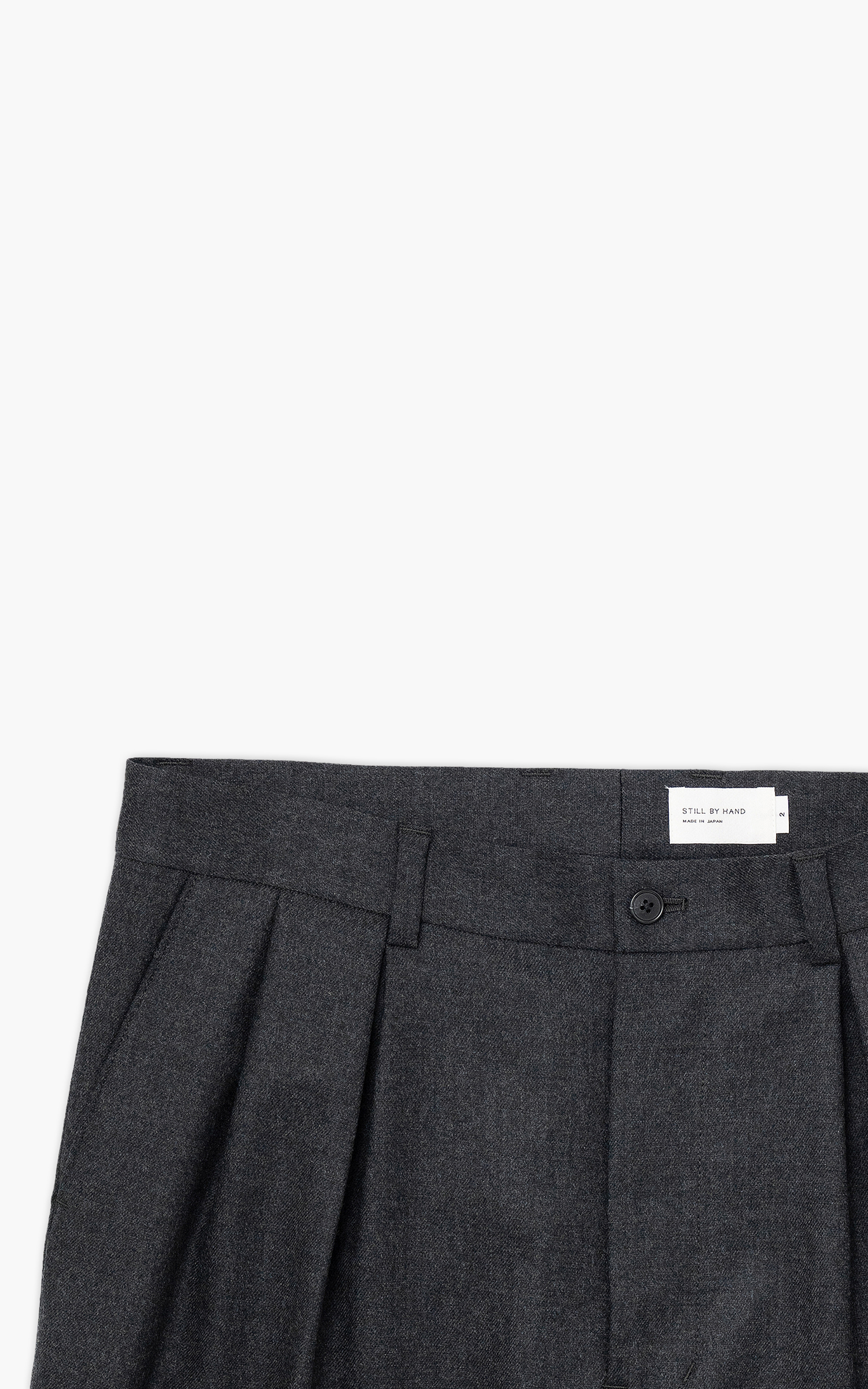 Still By Hand Wide Wool Pants Charcoal | Cultizm