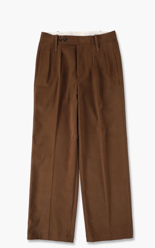 Scye Blushed Cotton Gabardine Baggy Trousers Brown 5121-83554-Brown