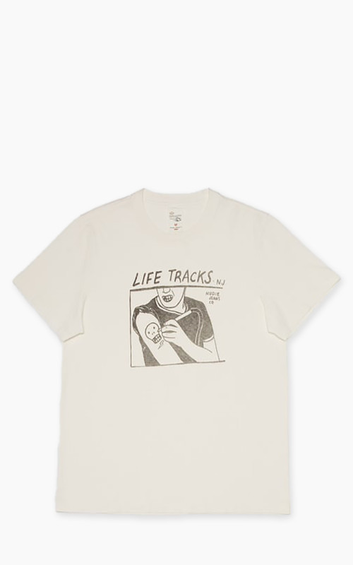 Nudie Jeans Roy Life Tracks T-Shirt Chalk White
