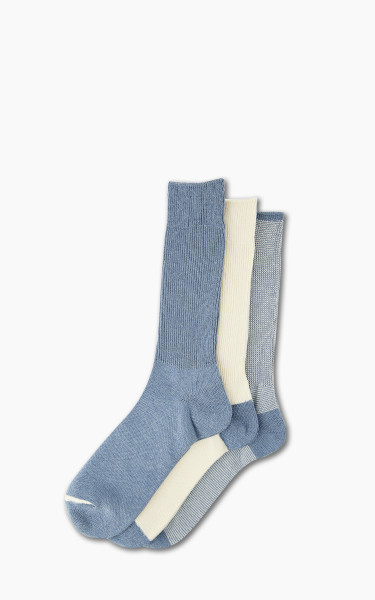 Anonymous Ism Socks American Rib 3-Pack Indigo