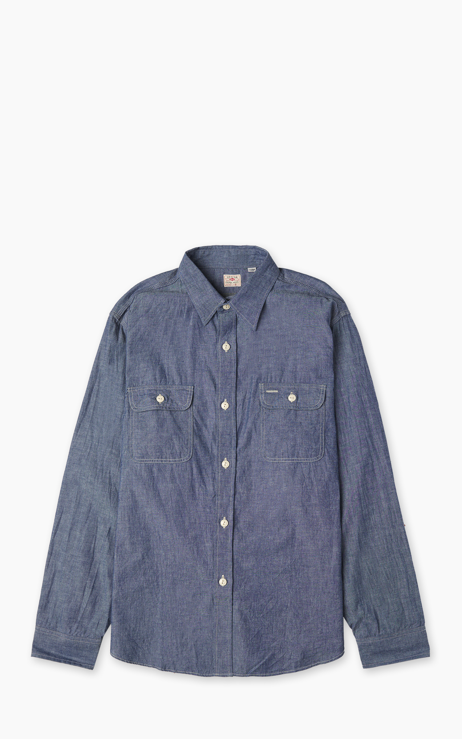 Sugar Cane SC27850 Blue Chambray Work Shirt One Wash Blue Sugar Cane SC27850 Blue Chambray Work Shirt One Wash Blue