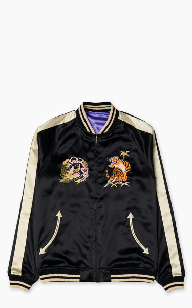 The Flat Head FN-OJ-SV004 Souvenir Jacket Tiger &amp; Japan Map Reversible Black/Purple