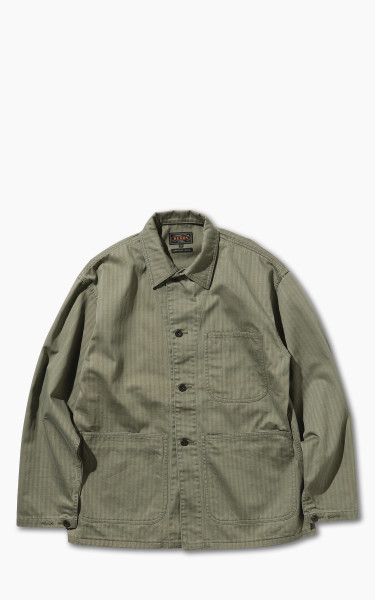 Beams Plus Supima Cotton Herringbone Military Chore Jacket Olive