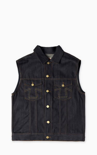 Eat Dust Fit 736 Biker Denim Vest Indigo Blue 13.75oz
